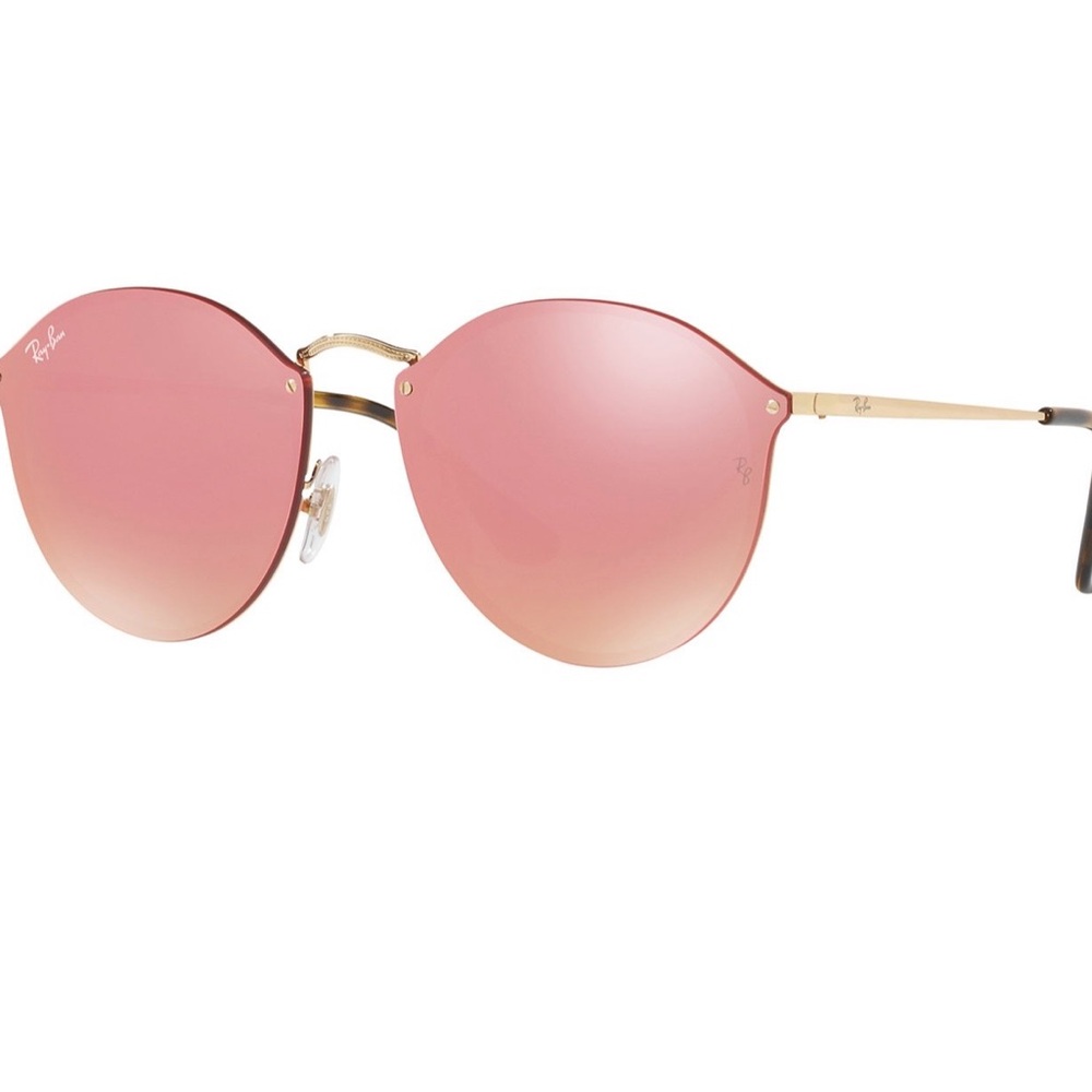 Ray-Ban Pink Lens Rimless Sunglasses Gold Frame